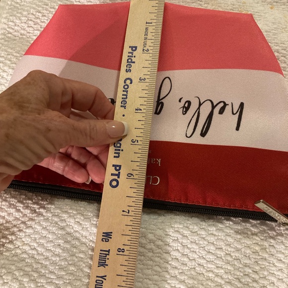 Clinique Kate Spade zippered, cosmetic case red white pink “HELLO GORGEOUS “ NEW - Picture 8 of 12